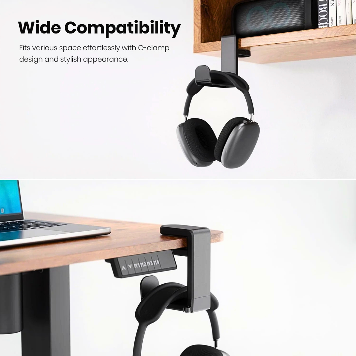 EURPMASK Under Desk 360 Degree Rotating Headphone Hanger