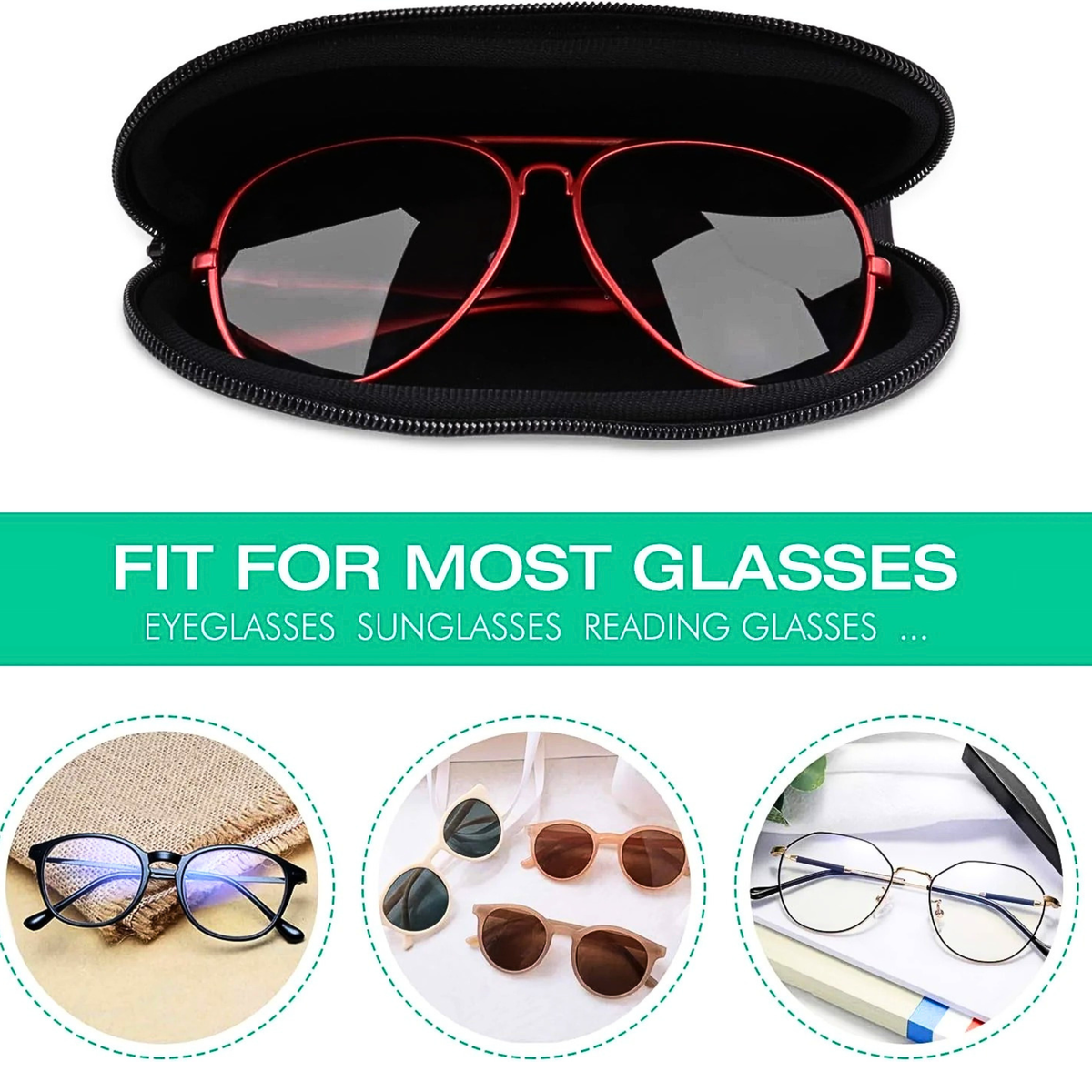 Lightweight Neoprene Sunglasses Case with Carabiner Clip