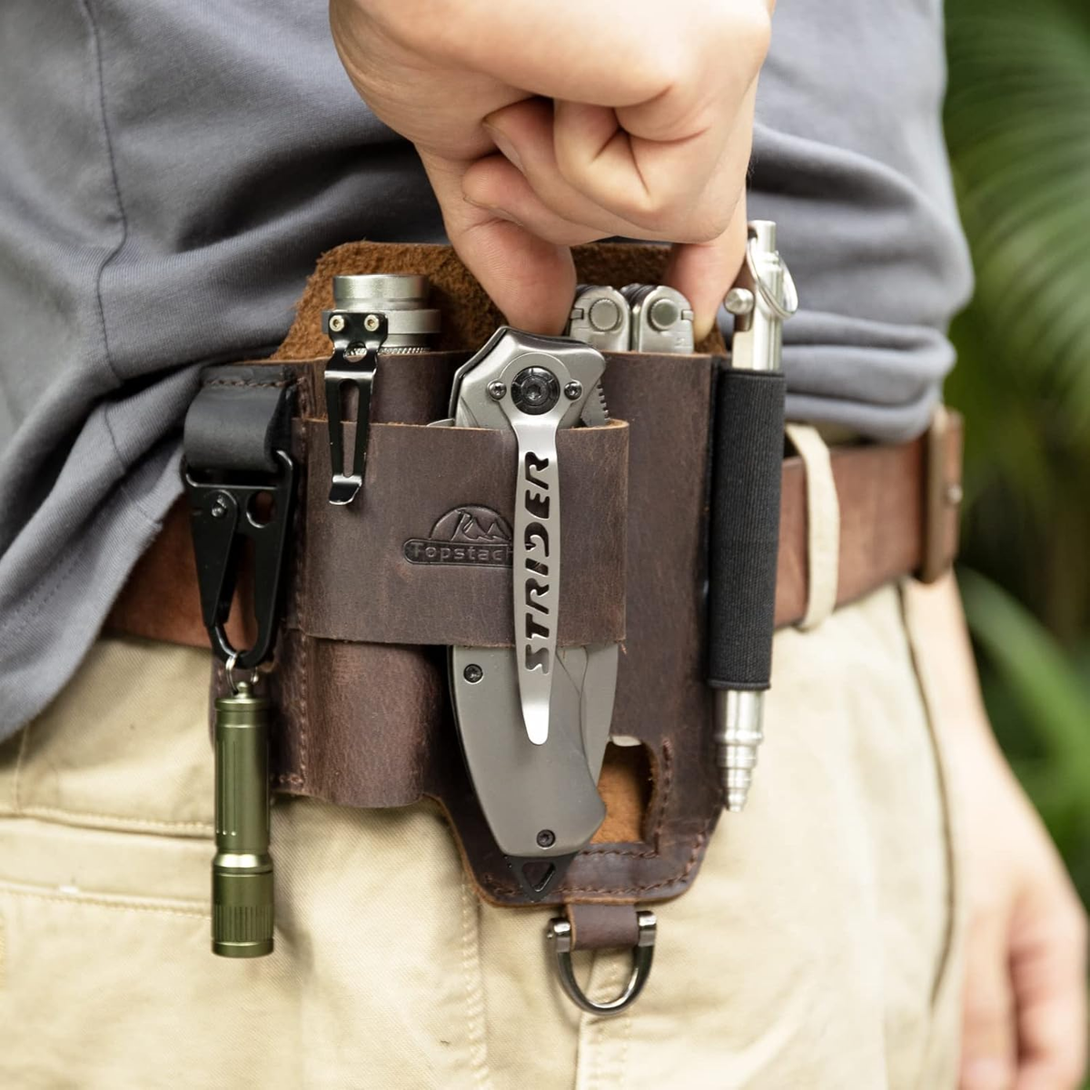 Leather Multitool Sheath,Edc Belt Organizer for Work and Daily Use,Leatherman Sheath,Edc Pocket Organizer for Flashlight and Multitool,Gifts for Men for Multitool,Darkbrown