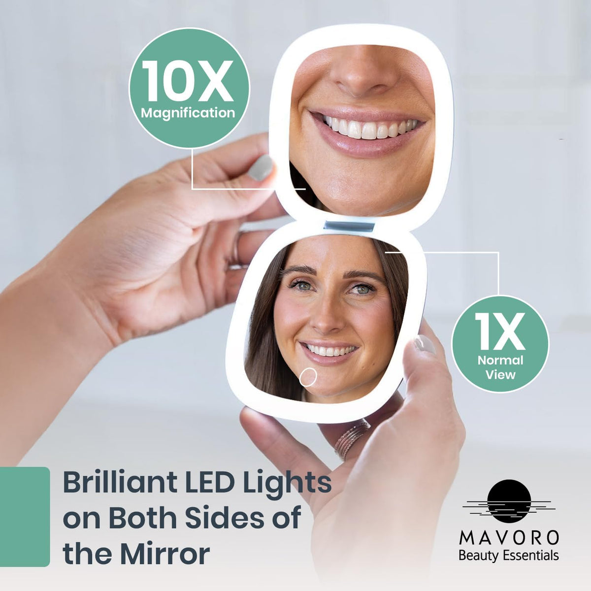 Mavoro Rechargeable LED 10X Travel Make-Up Mirror