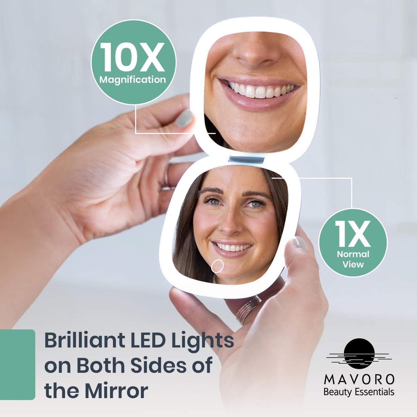 Mavoro Rechargeable LED 10X Travel Make-Up Mirror