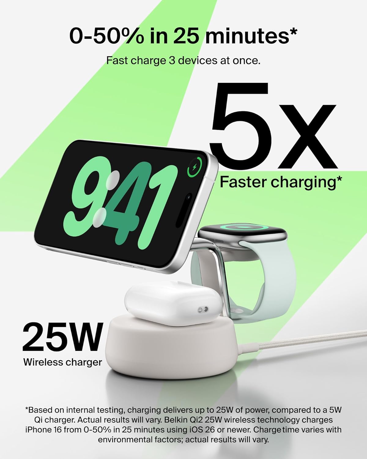 Belkin 3-in-1 MagSafe  25W Active Cooling Charging Station