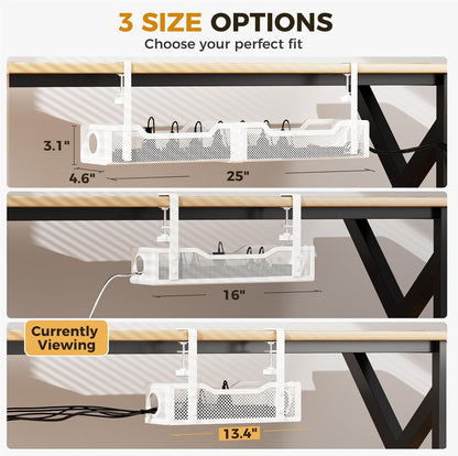Under Desk Cable Management Tray | Drill-Free Wire Organizer