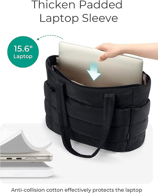 BAGSMART Lightweight Puffer Tote Bag with Zipper