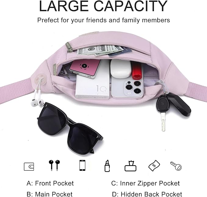 MAXTOP Large 4-Pocket Crossbody Fanny Pack
