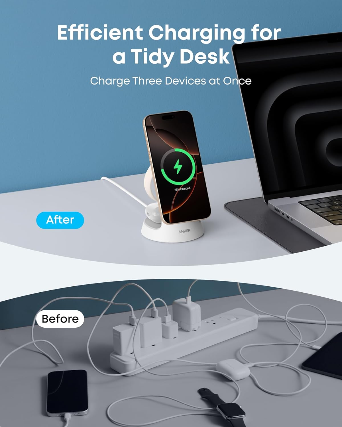 Anker MagGo Nano 3-in-1 Wireless Charging Stand