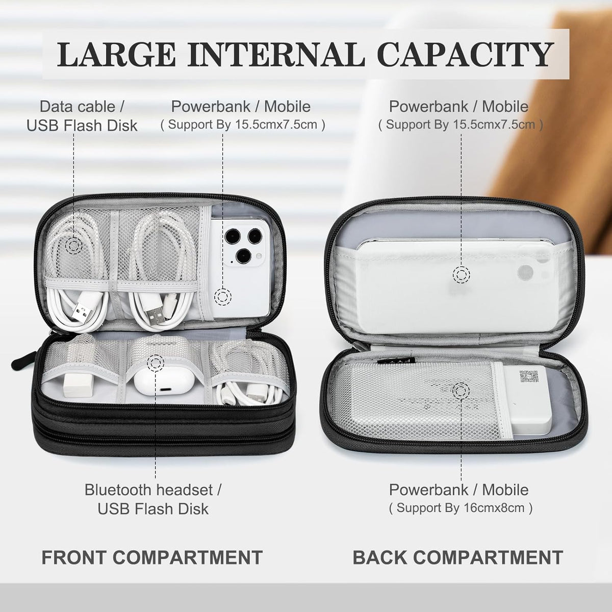 FYY Electronic Organizer with Double-Layer Storage