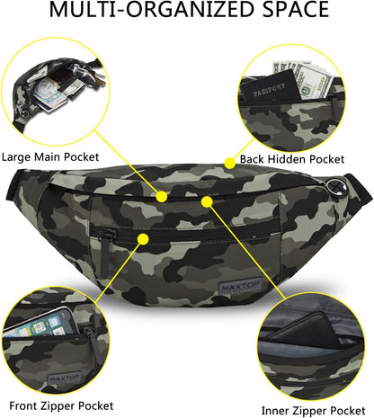 MAXTOP Large 4-Pocket Crossbody Fanny Pack