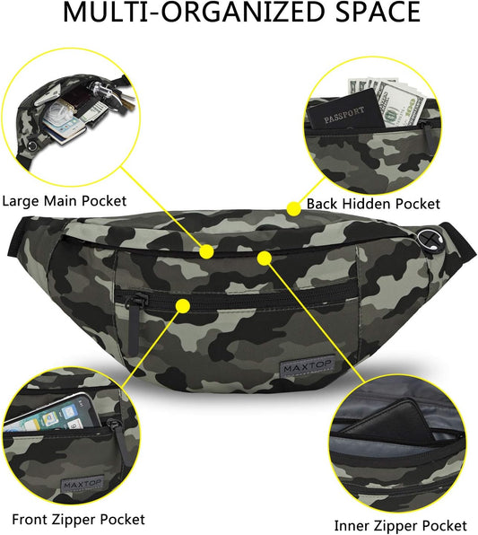 MAXTOP Large 4-Pocket Crossbody Fanny Pack