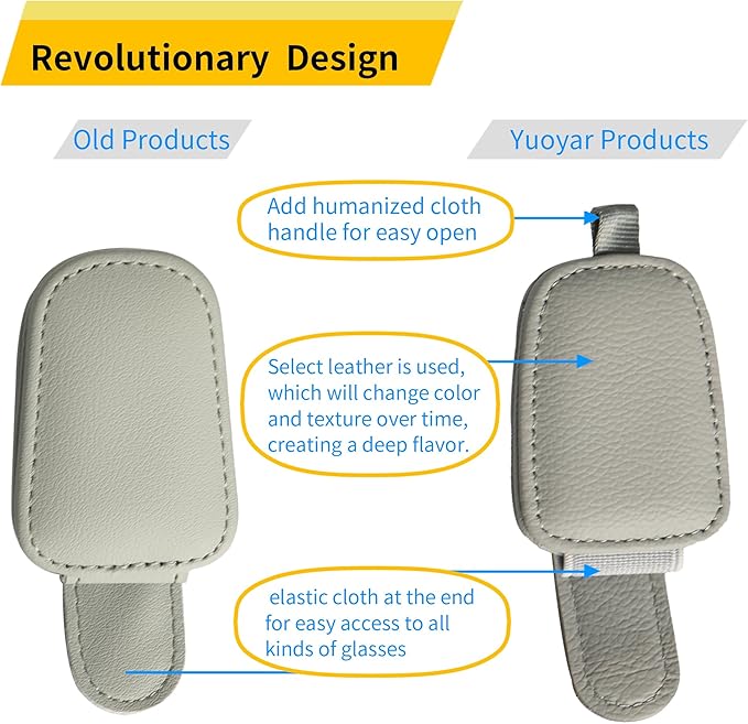 Magnetic Leather Car Visor Sunglass Holder 2 Pack
