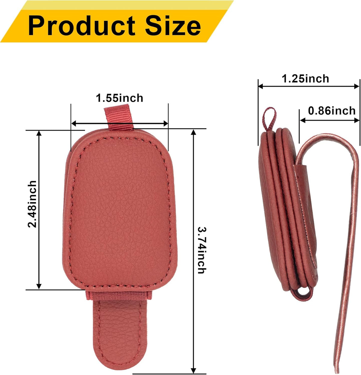 Magnetic Leather Car Visor Sunglass Holder 2 Pack