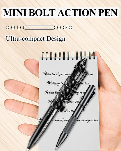 Mini Bolt Action Pen - Compact 4.3 Inch Tactical Writing Tool with Glass Breaker, 6061-T6 Aluminum Alloy, Ultra-Light 0.6 Oz for Outdoor EDC, Perfect for Students & Adults