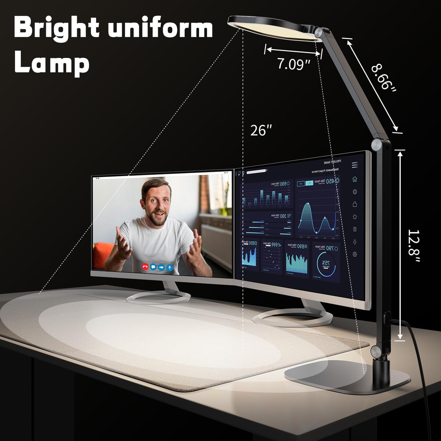 LitONES Adjustable LED Desk Lamp — Metal Swing Arm, Dimmable, Multi-Color Temperature