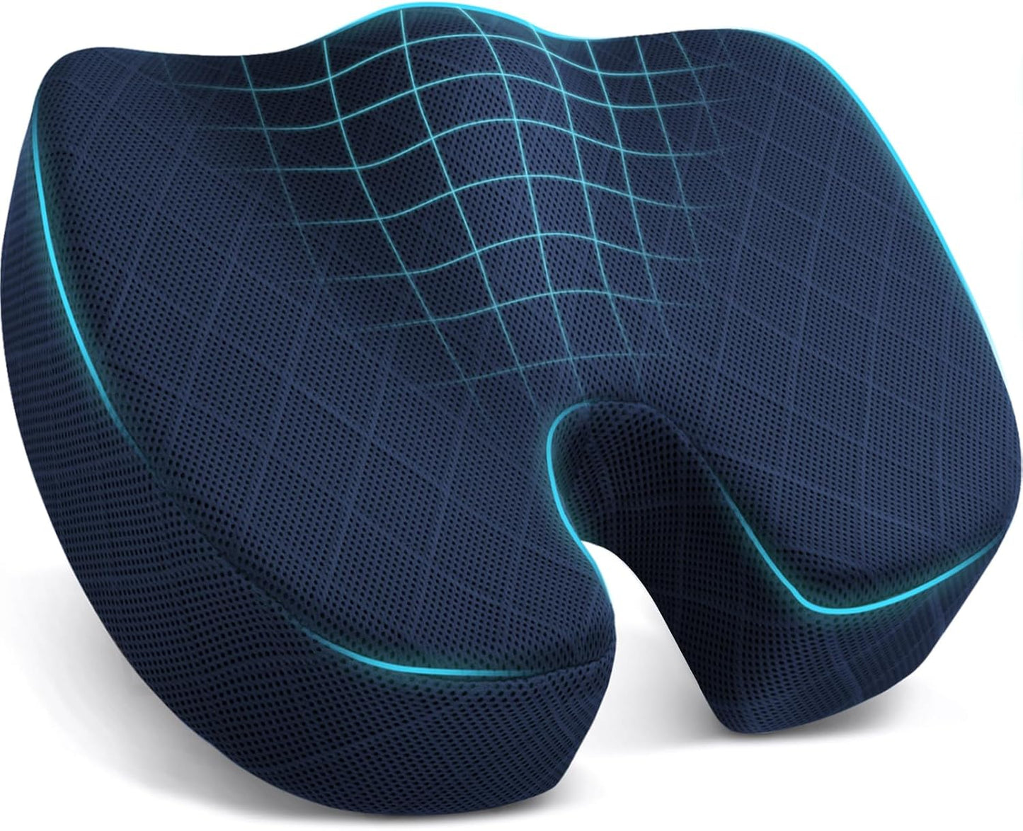 Office/ Car Seat Cushion, Non-Slip Sciatica & Back Coccyx Tailbone Pain Relief Chair Pad, Memory Foam Butt Pillow for Computer Desk, Wheelchair, Driving (Black)