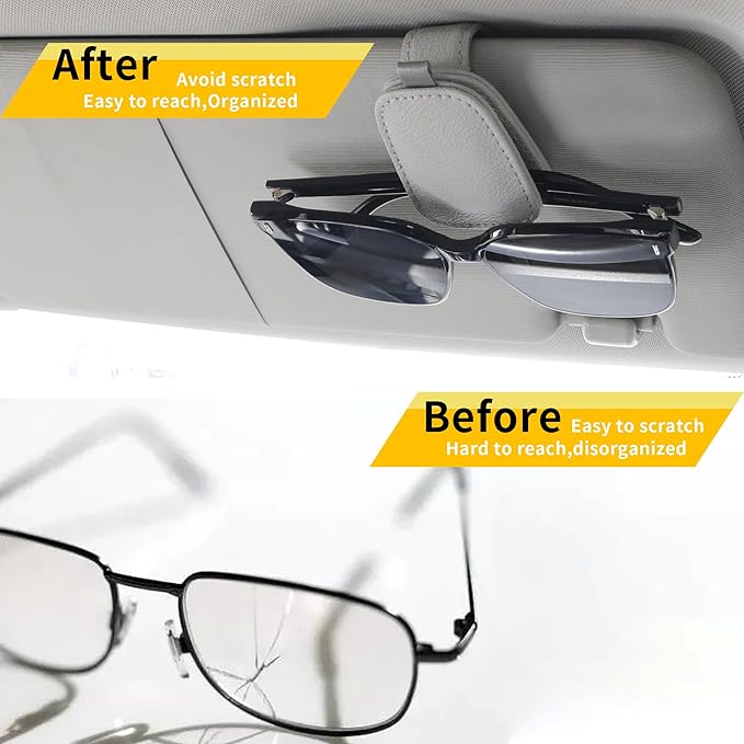 Magnetic Leather Car Visor Sunglass Holder 2 Pack