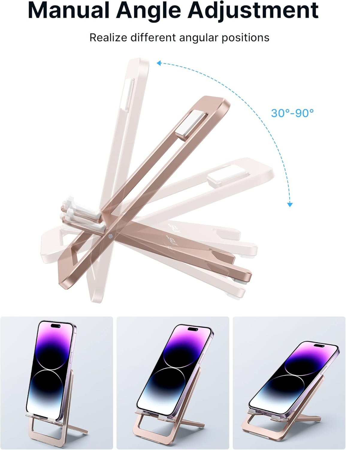 Ultra Thin Foldable Aluminum Phone Stand With 0°–90° Adjustment