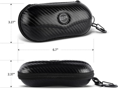 Sunglasses Case Semi Hard EVA Shell with Metal Hanging Hook Belt Clip Sun Glasses Storage
