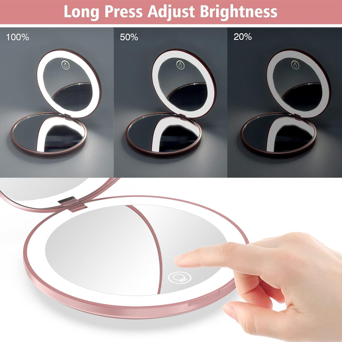 LUMINA Magnetic-Logic Travel 10X Micro-Clarity LED Makeup Mirror