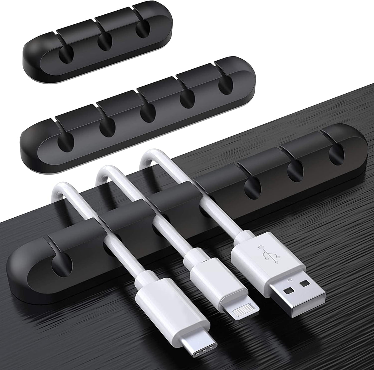 Cable Holder Clips, 3-Pack Cable Management Cord Organizer Clips Silicone Self Adhesive for Desktop USB Charging Cable Nightstand Power Cord Mouse Cable Wire PC Office Home