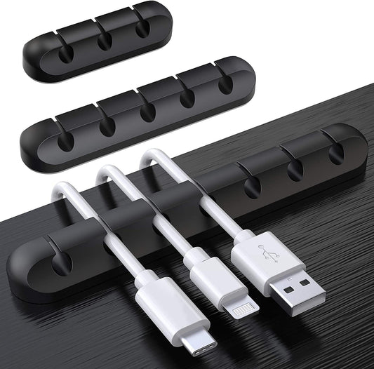 Cable Holder Clips, 3-Pack Cable Management Cord Organizer Clips Silicone Self Adhesive for Desktop USB Charging Cable Nightstand Power Cord Mouse Cable Wire PC Office Home