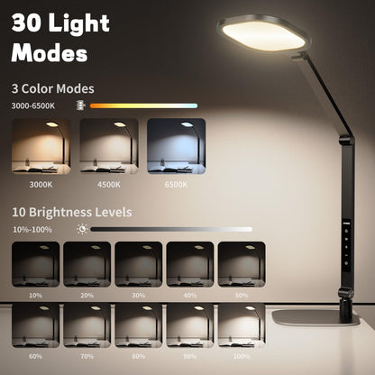 LitONES Adjustable LED Desk Lamp — Metal Swing Arm, Dimmable, Multi-Color Temperature