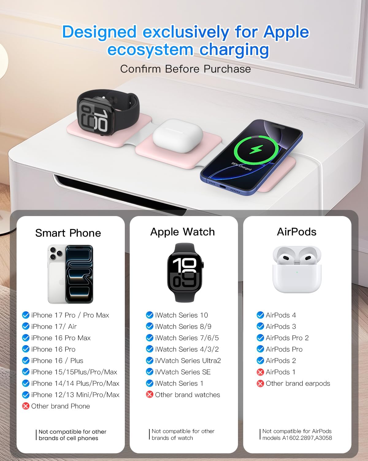 Foldable 3-in-1 Magnetic Wireless Charging Station | Apple Travel Dock