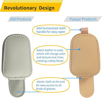 Magnetic Leather Car Visor Sunglass Holder 2 Pack