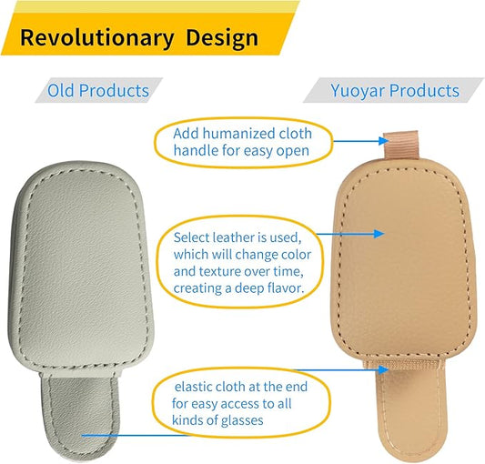 Magnetic Leather Car Visor Sunglass Holder 2 Pack