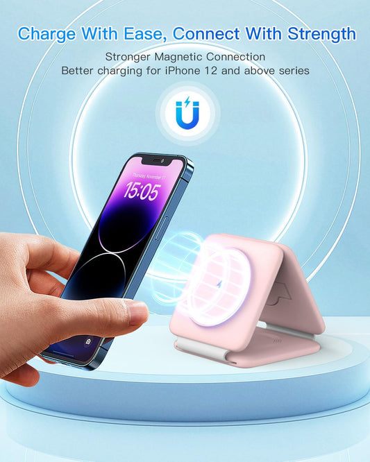 Foldable 3-in-1 Magnetic Wireless Charging Station | Apple Travel Dock