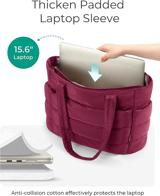 BAGSMART Lightweight Puffer Tote Bag with Zipper