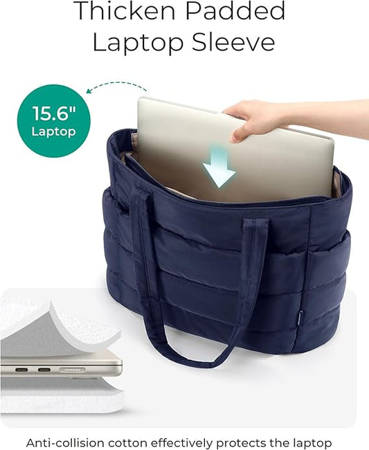 BAGSMART Lightweight Puffer Tote Bag with Zipper