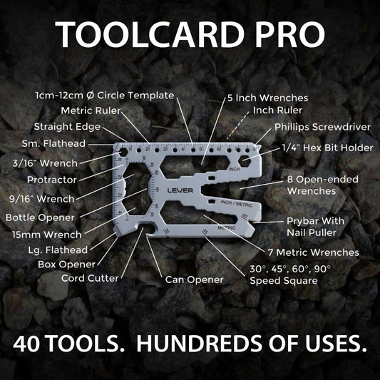 Toolcard Pro - 40 in 1 Credit Card Multitool. Slim, Minimalist Survival Card Wallet Tool Card. TSA Approved Multitool Card Pocket Tool. (Black)