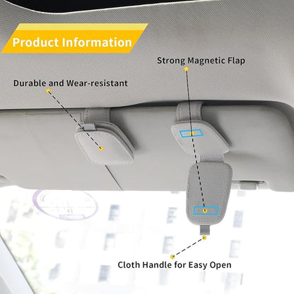 Magnetic Leather Car Visor Sunglass Holder 2 Pack