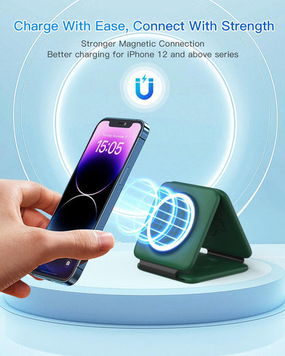 Foldable 3-in-1 Magnetic Wireless Charging Station | Apple Travel Dock