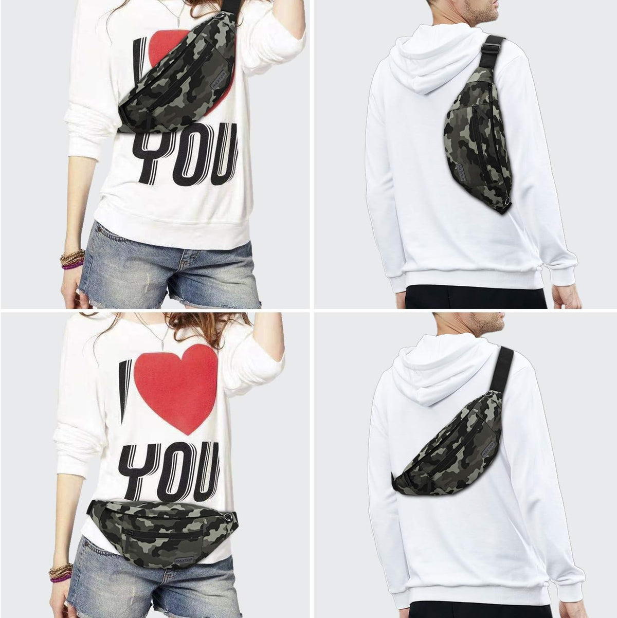 MAXTOP Large 4-Pocket Crossbody Fanny Pack