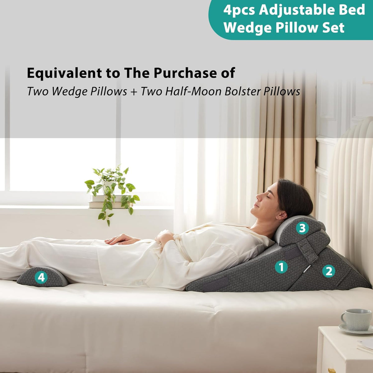 Foldable Memory Foam Wedge Pillow Set