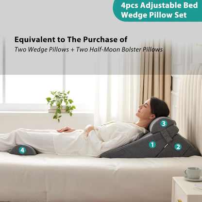 Foldable Memory Foam Wedge Pillow Set
