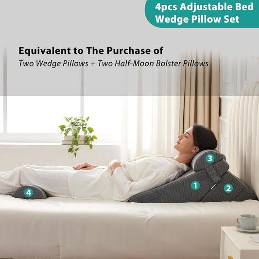 Foldable Memory Foam Wedge Pillow Set