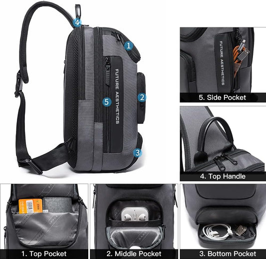 BANGE Anti-Theft Oxford Sling Backpack