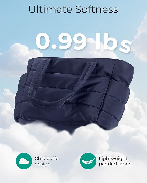 BAGSMART Lightweight Puffer Tote Bag with Zipper