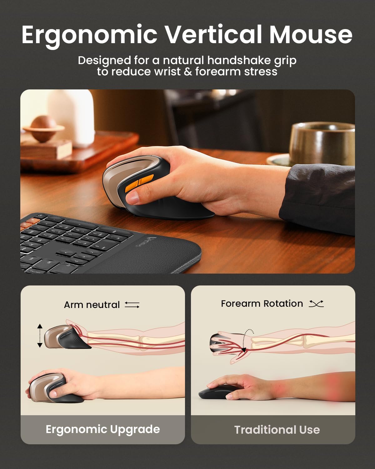 ProtoArc Wireless Ergonomic Vertical Mouse