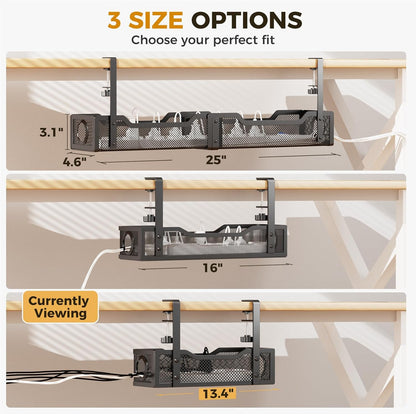 Under Desk Cable Management Tray | Drill-Free Wire Organizer