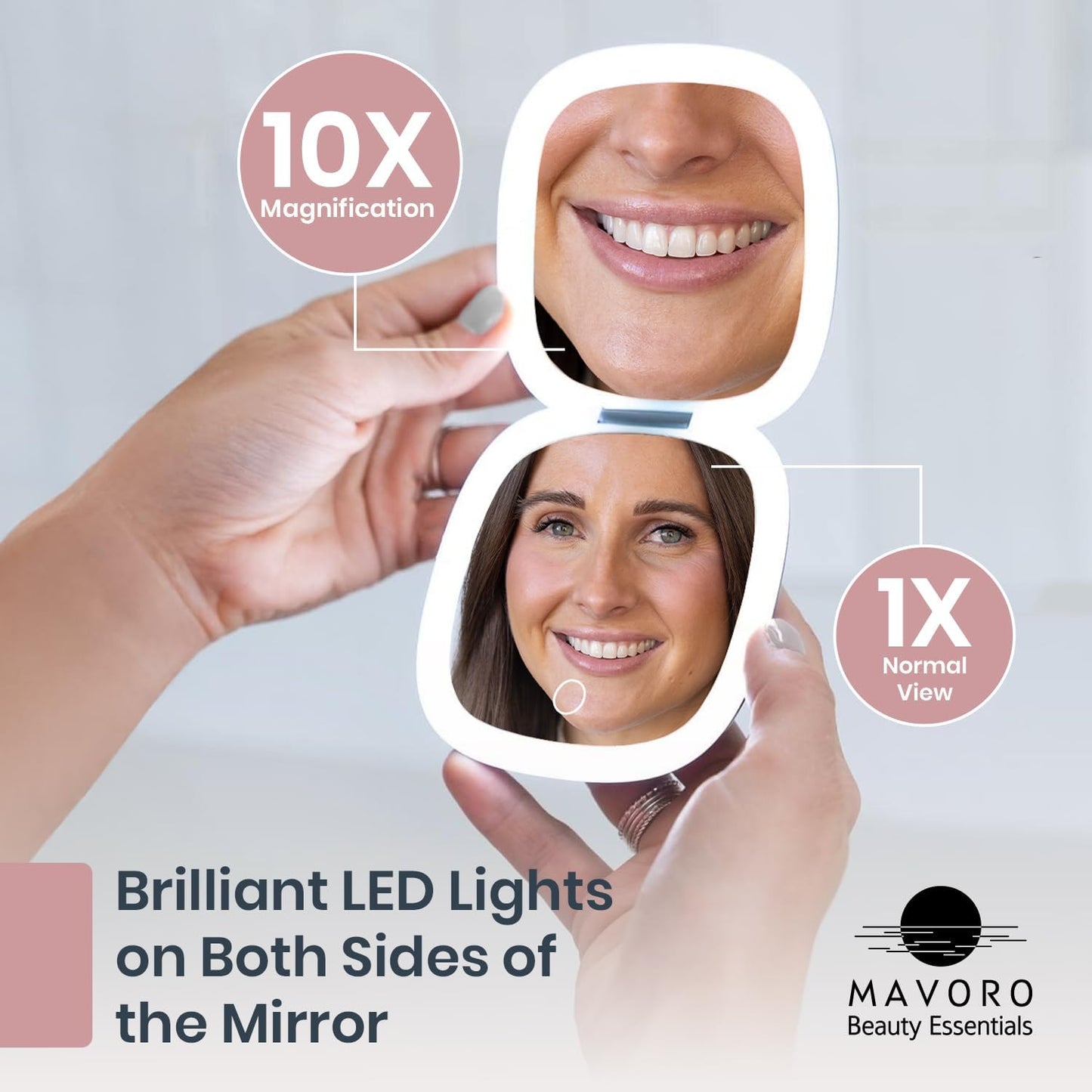 Mavoro Rechargeable LED 10X Travel Make-Up Mirror
