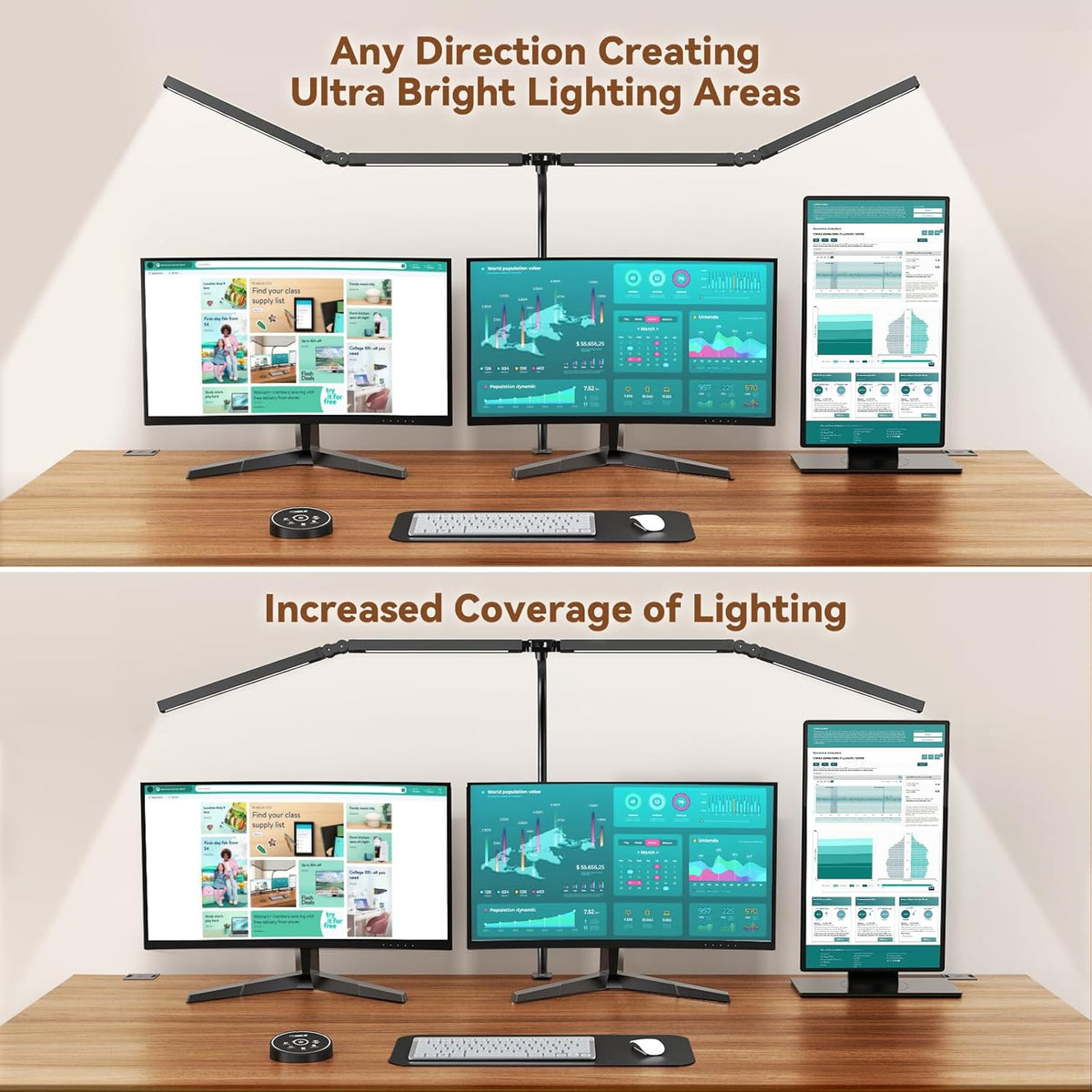LED Desk Lamp with Clamp, Adjustable Swing Arm, 5 Color Temperatures, Wireless Remote — for Office, Study, Drafting