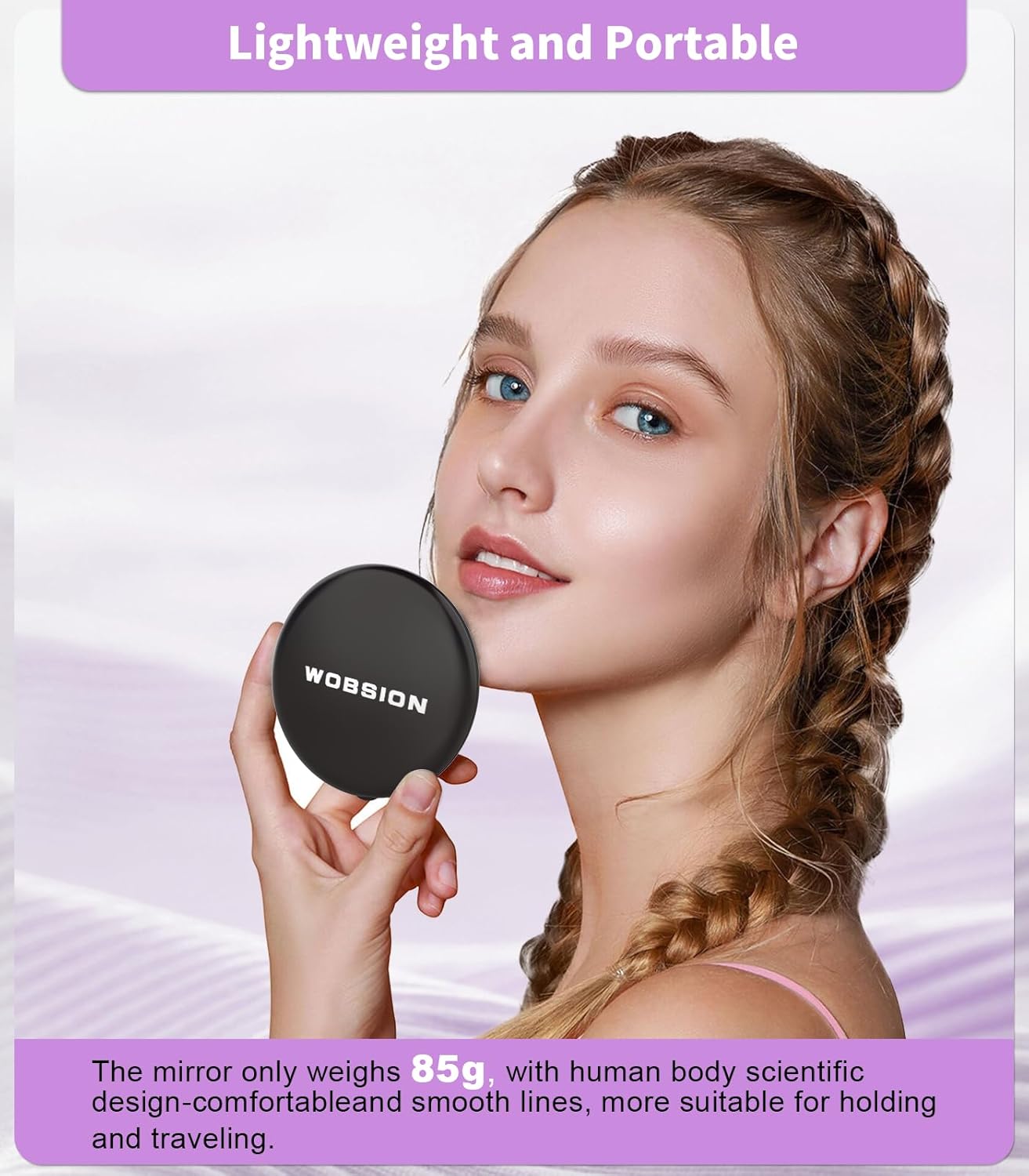 LUMINA Magnetic-Logic Travel 10X Micro-Clarity LED Makeup Mirror