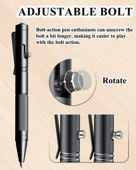 Mini Bolt Action Pen - Compact 4.3 Inch Tactical Writing Tool with Glass Breaker, 6061-T6 Aluminum Alloy, Ultra-Light 0.6 Oz for Outdoor EDC, Perfect for Students & Adults