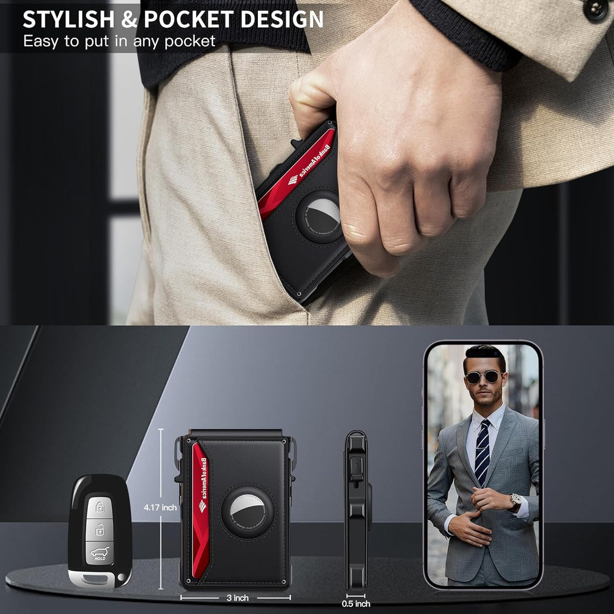 Smart AirTag Pop-Up Bifold Wallet
