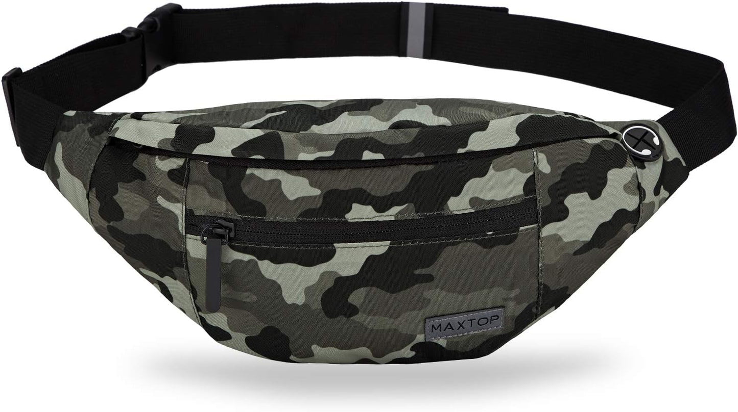 Large Crossbody Fanny Pack with 4-Zipper Pockets,Gifts for Enjoy Sports Festival Workout Traveling Running Casual Hands-Free Wallets Waist Pack Phone Bag Carrying All Phones