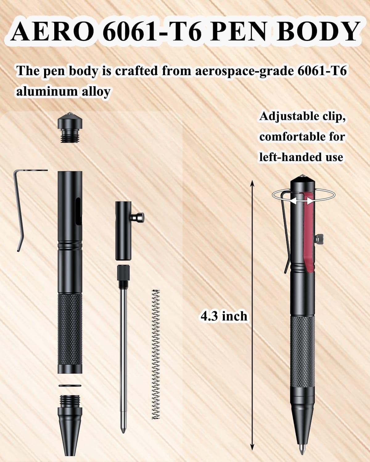 Mini Bolt Action Pen - Compact 4.3 Inch Tactical Writing Tool with Glass Breaker, 6061-T6 Aluminum Alloy, Ultra-Light 0.6 Oz for Outdoor EDC, Perfect for Students & Adults