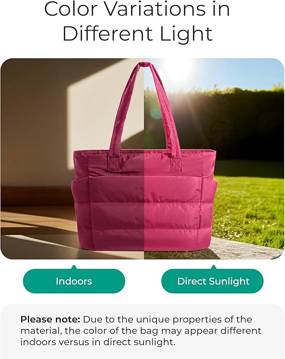 BAGSMART Lightweight Puffer Tote Bag with Zipper